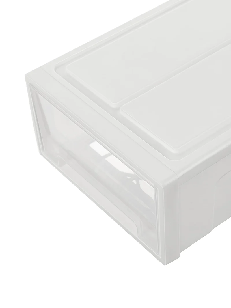 Cetomo 5L*3 Schubladenbox, Kunststoff Aufbewahrungsbox mit Schubladen, Stapelbar Schubladenschrank für Kleiderschrank, Schlafzimmer, Wohnheim, Büro, Leicht zu ziehen, Weiß & Transparent, 5L-3er Set