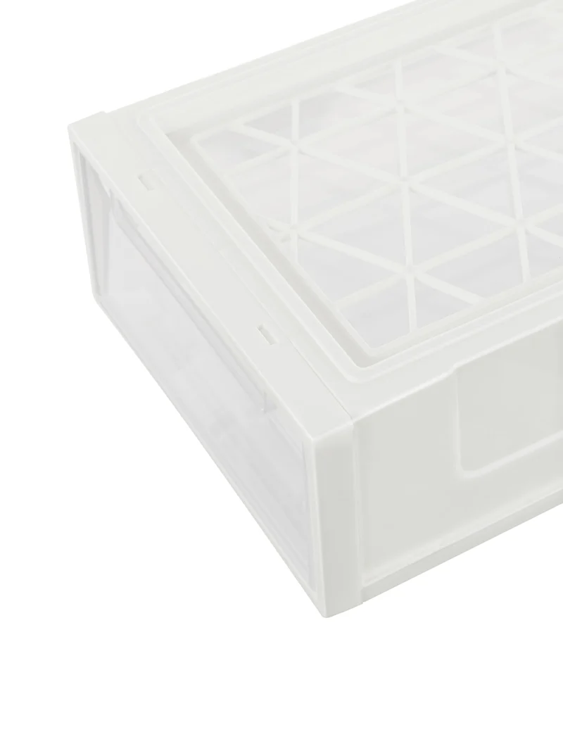 Cetomo 5L*3 Schubladenbox, Kunststoff Aufbewahrungsbox mit Schubladen, Stapelbar Schubladenschrank für Kleiderschrank, Schlafzimmer, Wohnheim, Büro, Leicht zu ziehen, Weiß & Transparent, 5L-3er Set