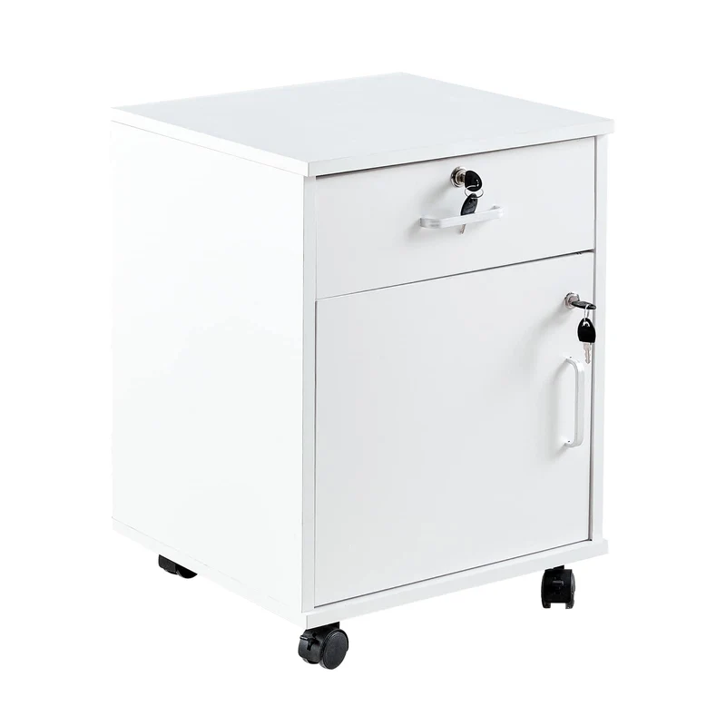 CLIPOP Abschließbarer Rollcontainer, 1 Schublade + Fach, 40 * 40 * 57 cm