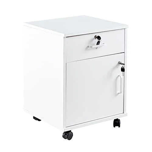 CLIPOP Abschließbarer Rollcontainer, 1 Schublade + Fach, 40 * 40 * 57 cm