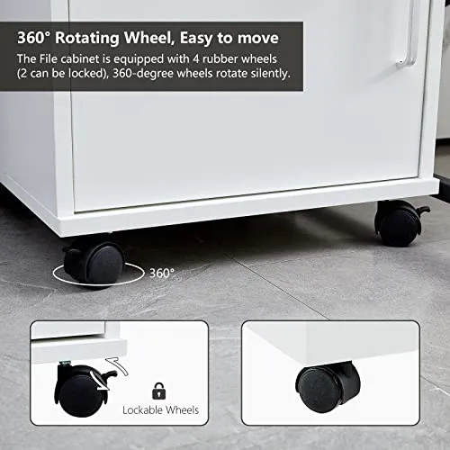 CLIPOP Abschließbarer Rollcontainer, 1 Schublade + Fach, 40 * 40 * 57 cm