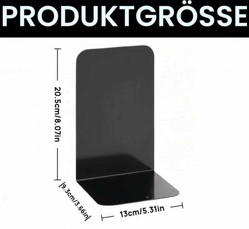 6 Stück Buchstütze, 20.5x13.5x9.3cm, Buchstützen aus Metall, Schwere Buchstütze für Büro Schule Zuhause Bibliothek
