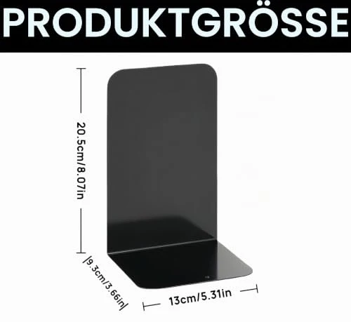6 Stück Buchstütze, 20.5x13.5x9.3cm, Buchstützen aus Metall, Schwere Buchstütze für Büro Schule Zuhause Bibliothek