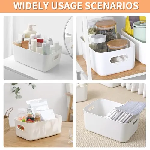 LYLIDIA 10 Stück Aufbewahrungsbox Kunststoff Aufbewahrungskorb mit Griffen Küchenschrank Organizer Box Körbe Aufbewahrung Kunststoffbox für Badezimmer Regal Kunststoffbox