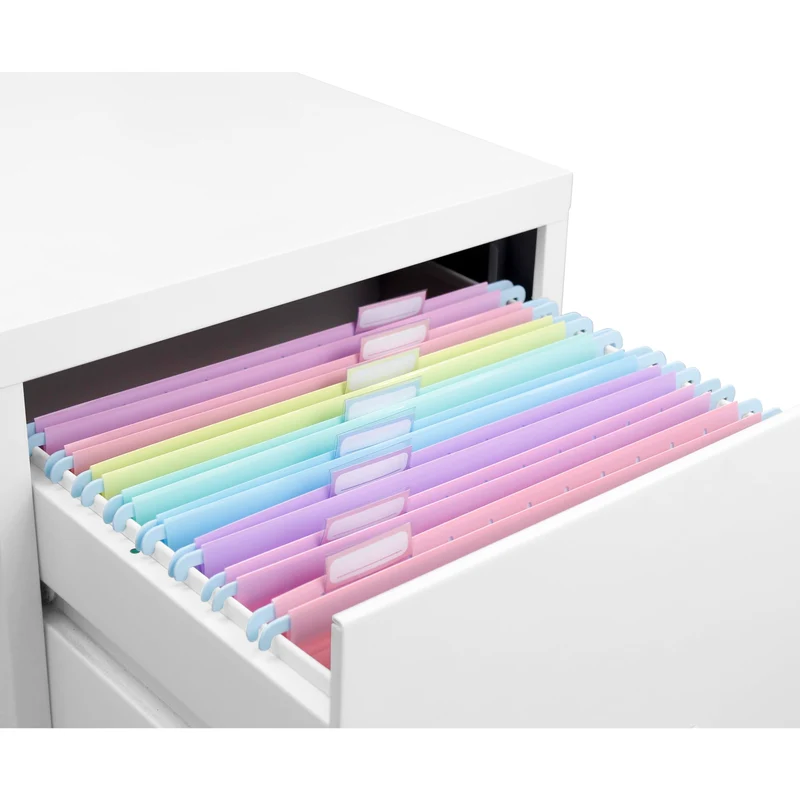 Viquel - Set mit 8 Hängemappen aus Kunststoff Rainbow Pastel – Pastellfarben – robuster Kunststoff – Registerkarte zur Identifizierung – 5 Farben sortiert
