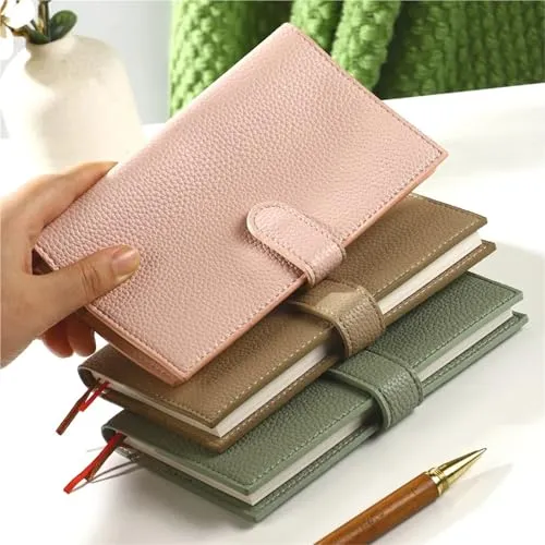 Notizbuch, A6-Taschen-Wochenplaner-Notizbuch mit Ledereinband in Mehrfarbig, 1 Stück(Pink)