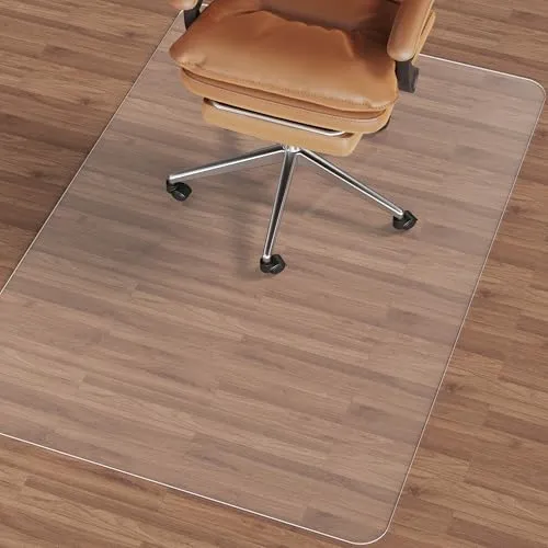 NATRKE Bodenschutzmatte Transparent, Größ 122x92cm Bürostuhlunterlage Drehstuhl Stuhlmatte, Schreibtischstuhlmatte für Harter Boden Parkett Bodenmatte, PVC Bodenunterlage Laminat, Parkett