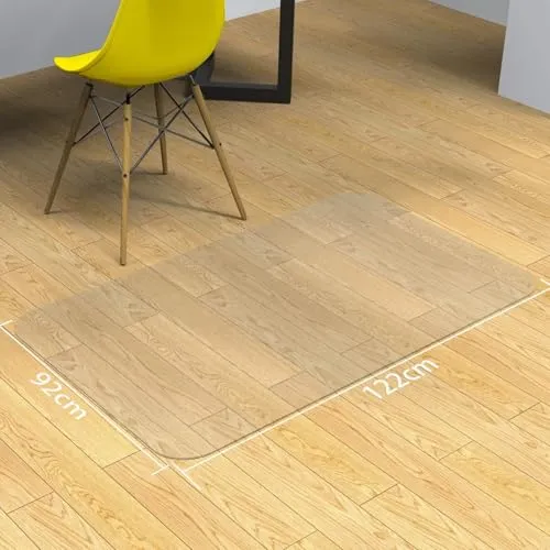 NATRKE Bodenschutzmatte Transparent, Größ 122x92cm Bürostuhlunterlage Drehstuhl Stuhlmatte, Schreibtischstuhlmatte für Harter Boden Parkett Bodenmatte, PVC Bodenunterlage Laminat, Parkett