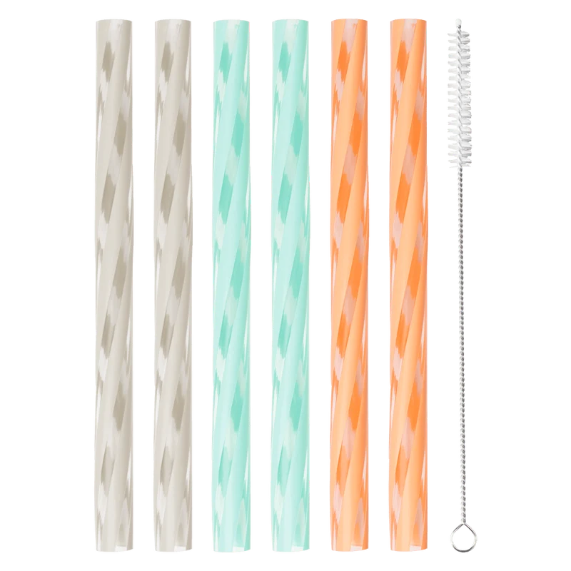 Lurch - Little Lurch Trinkhalme Silikon 13cm 6er Set inkl. Reinigungsbürste