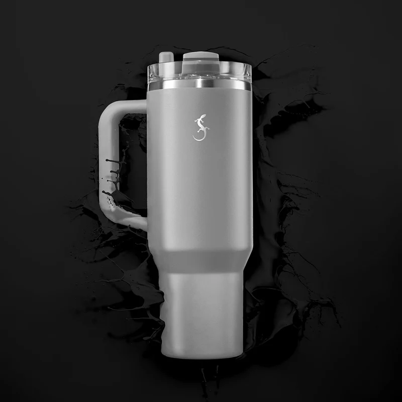 LURCH Isolierbecher Big Cup 1,2l mit ausfahrbarem Trinkhalm Jura Grey