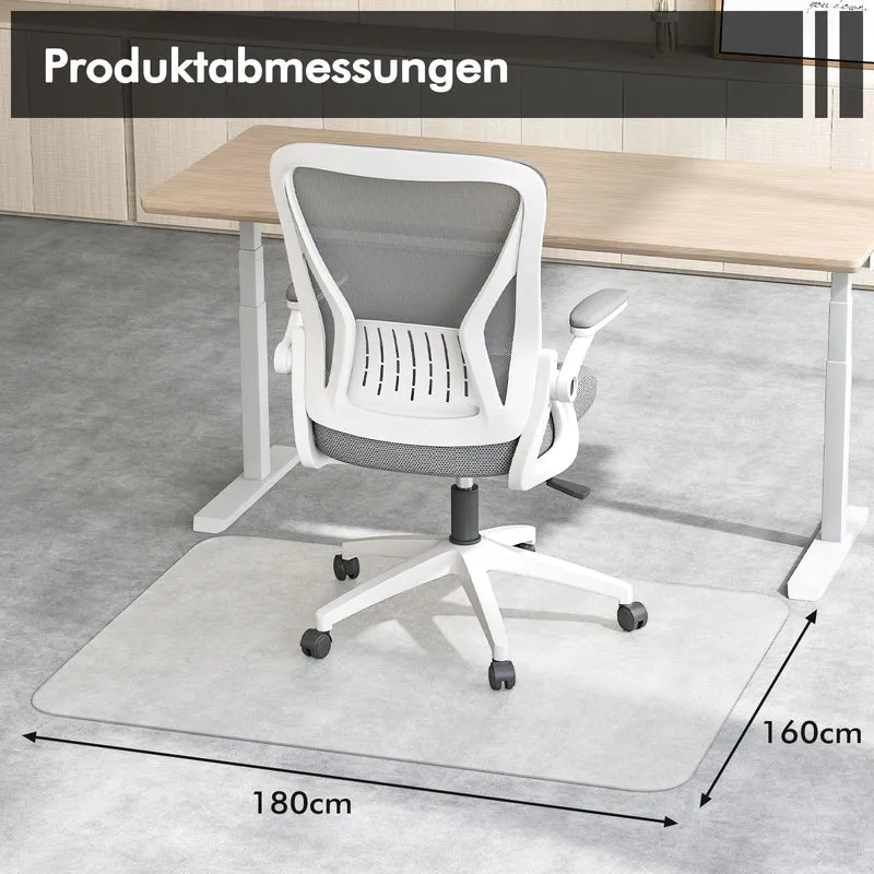 COSTWAY 160 x 180 cm Bodenschutzmatte Bürostuhl, Schreibtischstuhl Unterlage transparent, Schutzmatte Stärke 1,5mm, Bodenschutz Kratzfest & rutschfest, Stuhlunterlage für Laminat, Parkett, Hartböden