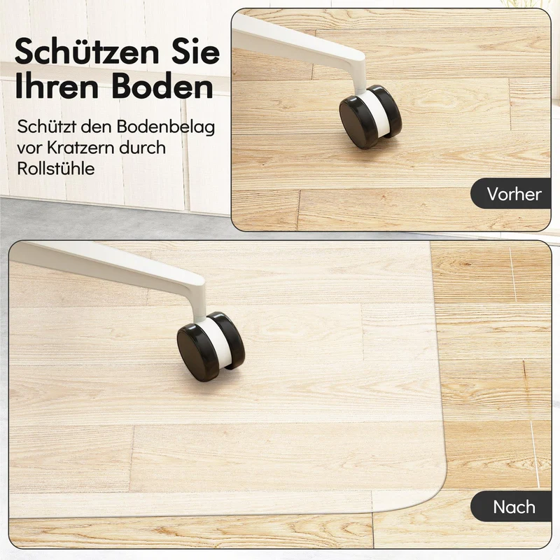 COSTWAY 160 x 180 cm Bodenschutzmatte Bürostuhl, Schreibtischstuhl Unterlage transparent, Schutzmatte Stärke 1,5mm, Bodenschutz Kratzfest & rutschfest, Stuhlunterlage für Laminat, Parkett, Hartböden
