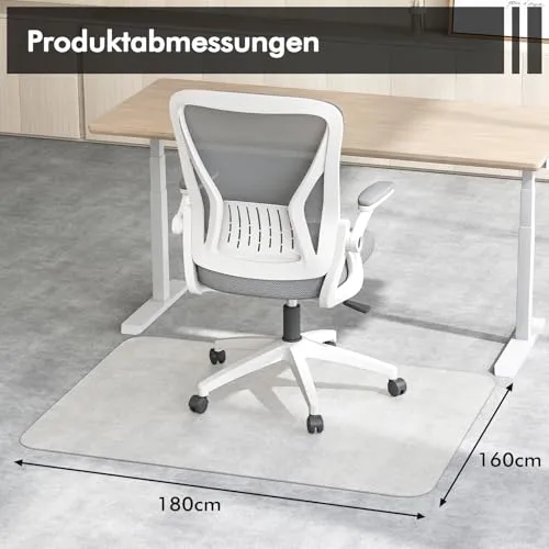 COSTWAY 160 x 180 cm Bodenschutzmatte Bürostuhl, Schreibtischstuhl Unterlage transparent, Schutzmatte Stärke 1,5mm, Bodenschutz Kratzfest & rutschfest, Stuhlunterlage für Laminat, Parkett, Hartböden