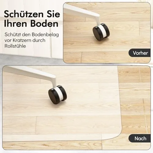 COSTWAY 160 x 180 cm Bodenschutzmatte Bürostuhl, Schreibtischstuhl Unterlage transparent, Schutzmatte Stärke 1,5mm, Bodenschutz Kratzfest & rutschfest, Stuhlunterlage für Laminat, Parkett, Hartböden