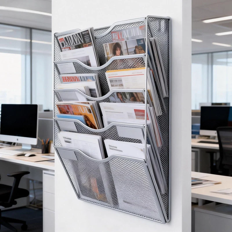 5 Fächer Zeitschriftenhalter Wand, Metall A4 Zeitschriftenhalter, Zusammensetzen Metall A4, Hängeregister Zeitschriftenständer Wand, Wandhalter Aktenablage Für Dokumente,Zeitschriften,Zeitungen,Silber