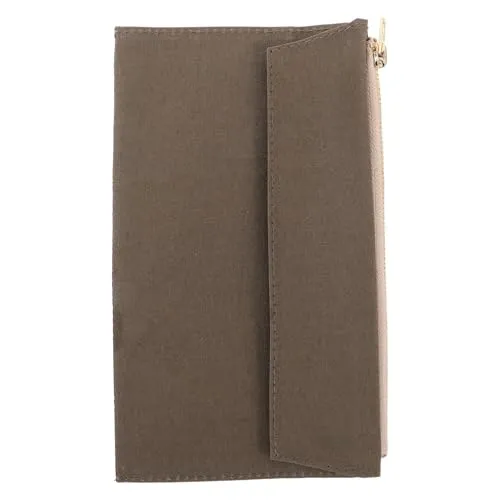 Vaguelly Notizbuchhülle mit Reißverschluss, Canvas, mehrfächrige Organizer Tasche für Journaling und Büro, mit Kartenhalter, olivgrün