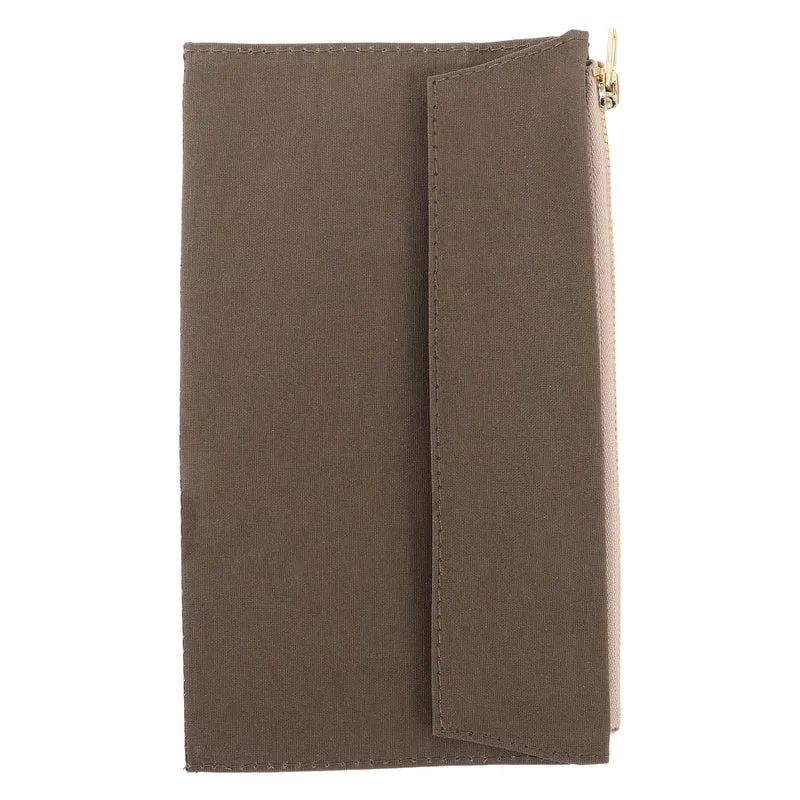 Vaguelly Notizbuchhülle mit Reißverschluss, Canvas, mehrfächrige Organizer Tasche für Journaling und Büro, mit Kartenhalter, olivgrün
