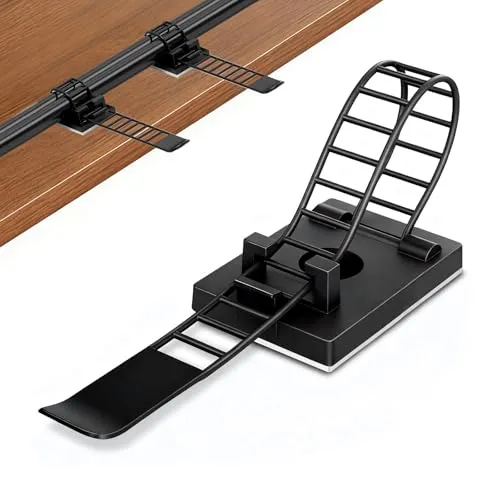 Redamancy 50 Stück Kabelhalter Selbstklebend, Kabelclips Kabelklemmen, Kabelhalterungen für Cable Management, Kabelhalter für Den Schreibtisch, Cable Holder für Zuhause Büro und Werkstatt (Schwarz)