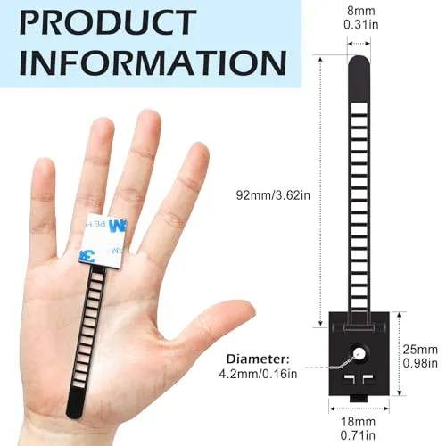 Redamancy 50 Stück Kabelhalter Selbstklebend, Kabelclips Kabelklemmen, Kabelhalterungen für Cable Management, Kabelhalter für Den Schreibtisch, Cable Holder für Zuhause Büro und Werkstatt (Schwarz)