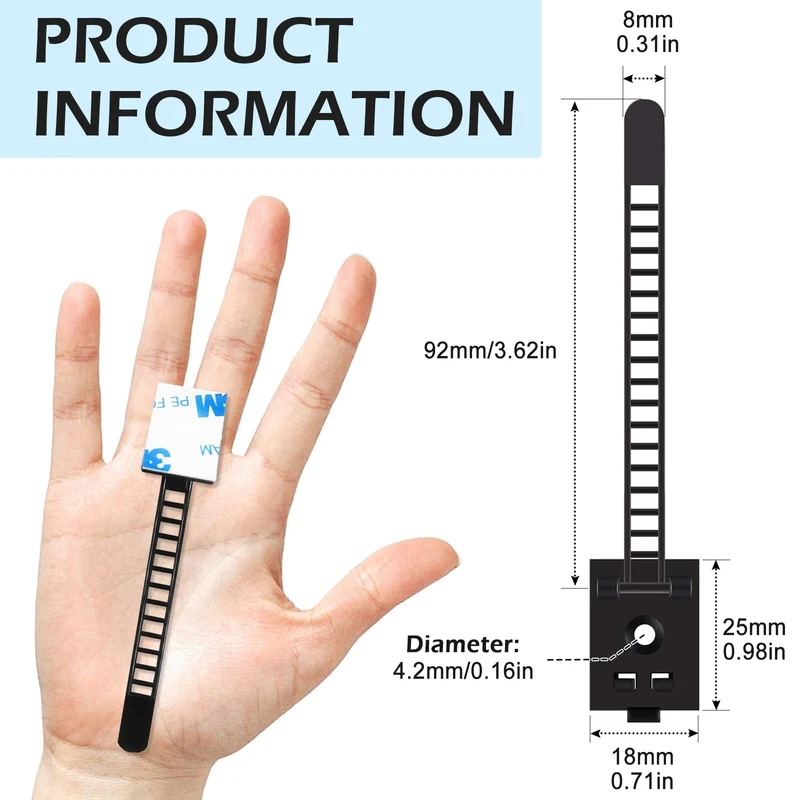 Redamancy 50 Stück Kabelhalter Selbstklebend, Kabelclips Kabelklemmen, Kabelhalterungen für Cable Management, Kabelhalter für Den Schreibtisch, Cable Holder für Zuhause Büro und Werkstatt (Schwarz)