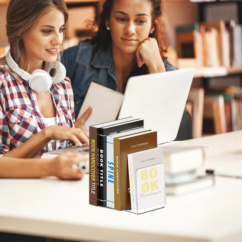 VMUTGA 6PCS Klarer Buchstützen, Buchständer aus Acryl, Buchstütze für Büro Schule Bibliothek, Schlafzimmer Transparente Dekoration