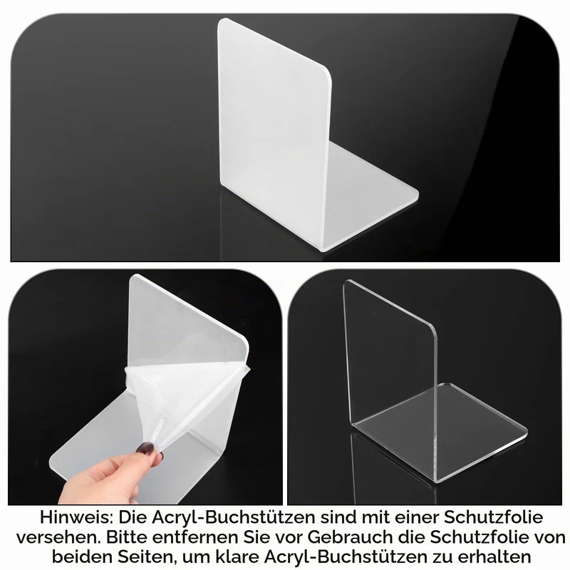 VMUTGA 6PCS Klarer Buchstützen, Buchständer aus Acryl, Buchstütze für Büro Schule Bibliothek, Schlafzimmer Transparente Dekoration