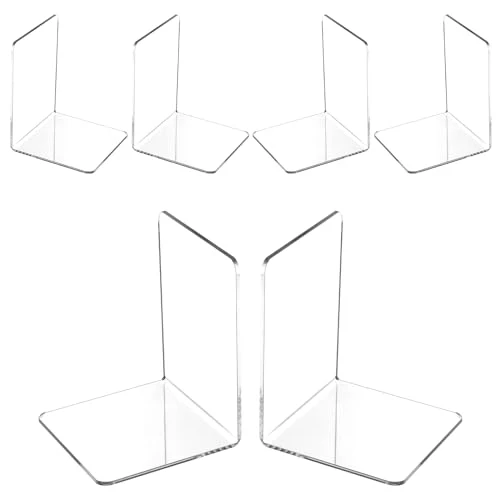 VMUTGA 6PCS Klarer Buchstützen, Buchständer aus Acryl, Buchstütze für Büro Schule Bibliothek, Schlafzimmer Transparente Dekoration