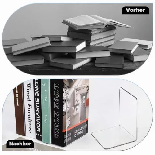 VMUTGA 6PCS Klarer Buchstützen, Buchständer aus Acryl, Buchstütze für Büro Schule Bibliothek, Schlafzimmer Transparente Dekoration