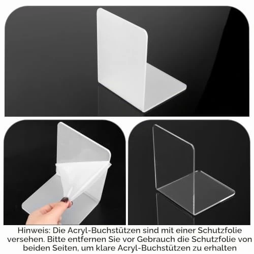 VMUTGA 6PCS Klarer Buchstützen, Buchständer aus Acryl, Buchstütze für Büro Schule Bibliothek, Schlafzimmer Transparente Dekoration