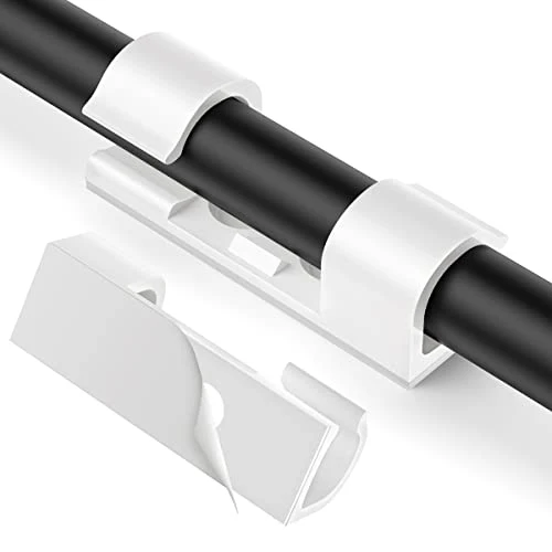 AGPTEK 30 Kabelclips, Kabelhalter mit selbstklebendem Sicherheitspad, Kabelklemme, Set für Schreibtisch, Stromkabel, USB-Ladekabel, Audiokabel, 30 Stück, Weiß, 30 Stück