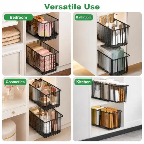 2er Set Ausziehbare Schublade Küche Schmal 15,3cm, Teleskopschublade Ohne Bohren, Nischenregal Schrankauszug, Küchen Schrank Organizer rahmenlos, Schwarz, 41cm Tiefe
