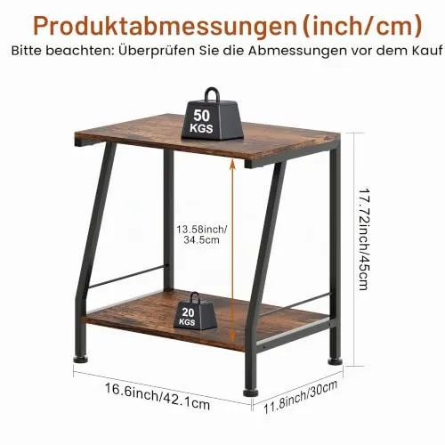 TQVAI Druckerständer Holz Klein Druckerschrank Schreibtisch Aufbewahrungsregal Druckerregal Schrank Tischablage für Büro Küche Schule, Schwarz/Antik
