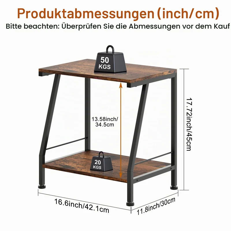 TQVAI Druckerständer Holz Klein Druckerschrank Schreibtisch Aufbewahrungsregal Druckerregal Schrank Tischablage für Büro Küche Schule, Schwarz/Antik