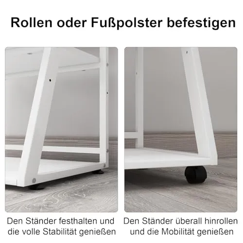 PUNCIA Druckertisch mit Rollen 3-Ebenen Druckerständer 50 x 40 cm