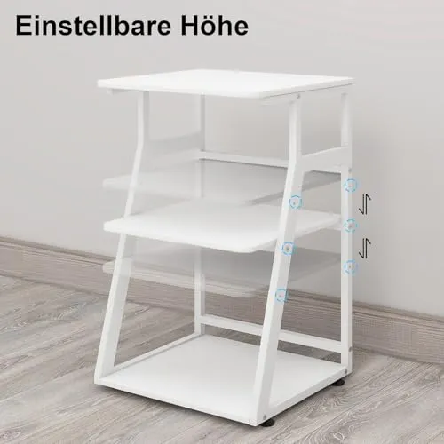PUNCIA Druckertisch mit Rollen 3-Ebenen Druckerständer 50 x 40 cm