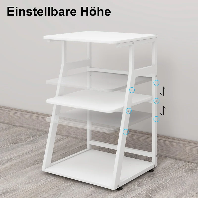 PUNCIA Druckertisch mit Rollen 3-Ebenen Druckerständer 50 x 40 cm