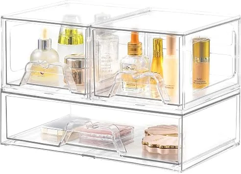 Stebopum Stapelbare Schubladenbox Kosmetik Organizer mit 3 Schubladen