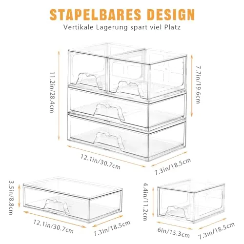 Stebopum Stapelbare Schubladenbox Kosmetik Organizer mit 3 Schubladen