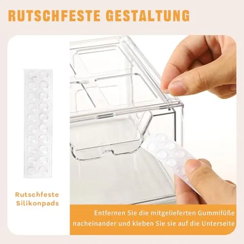 Stebopum Stapelbare Schubladenbox Kosmetik Organizer mit 3 Schubladen