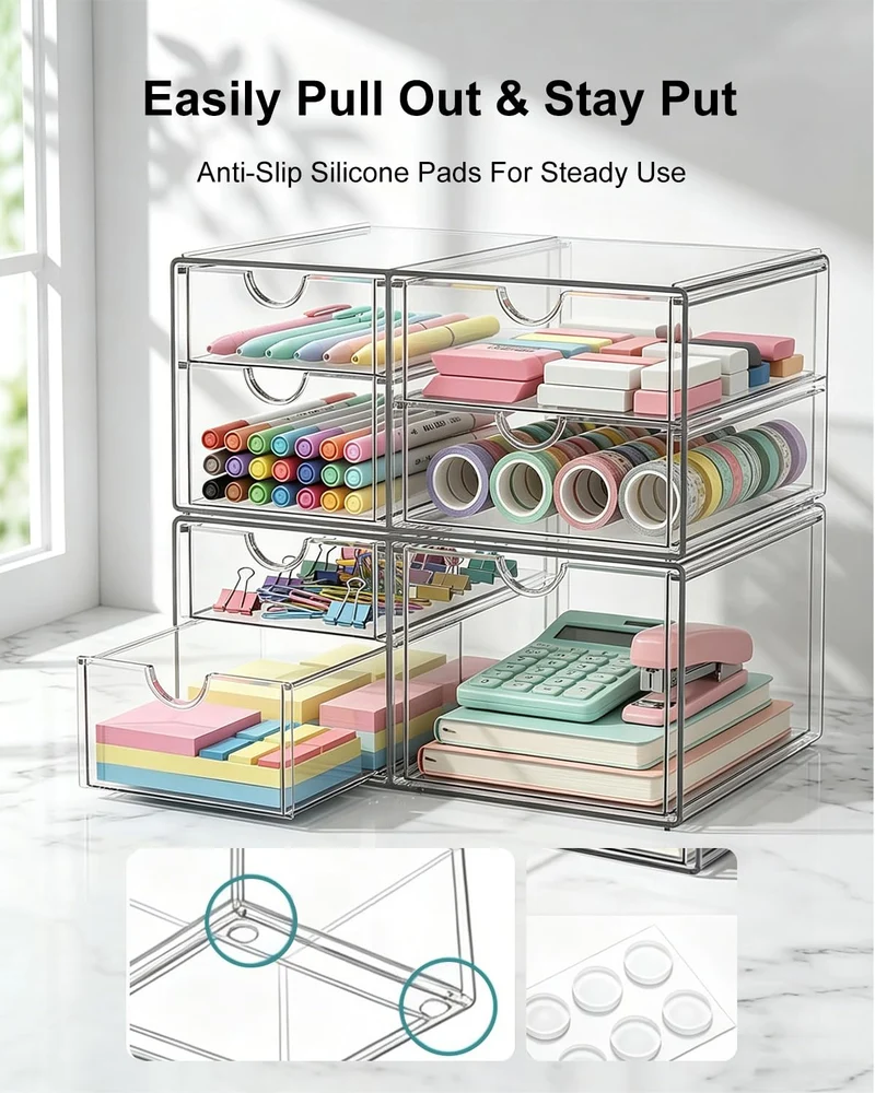 GoMaihe Acryl Schreibtisch Organizer mit 7-Schubladen 2er Set