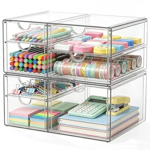 GoMaihe Acryl Schreibtisch Organizer mit 7-Schubladen 2er Set