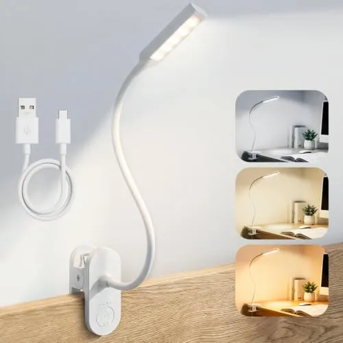 Akku-Klemmlampe, 40 LED Leselampe Bett, 10 Helligkeitsstufen, 3 Lichtfarben
