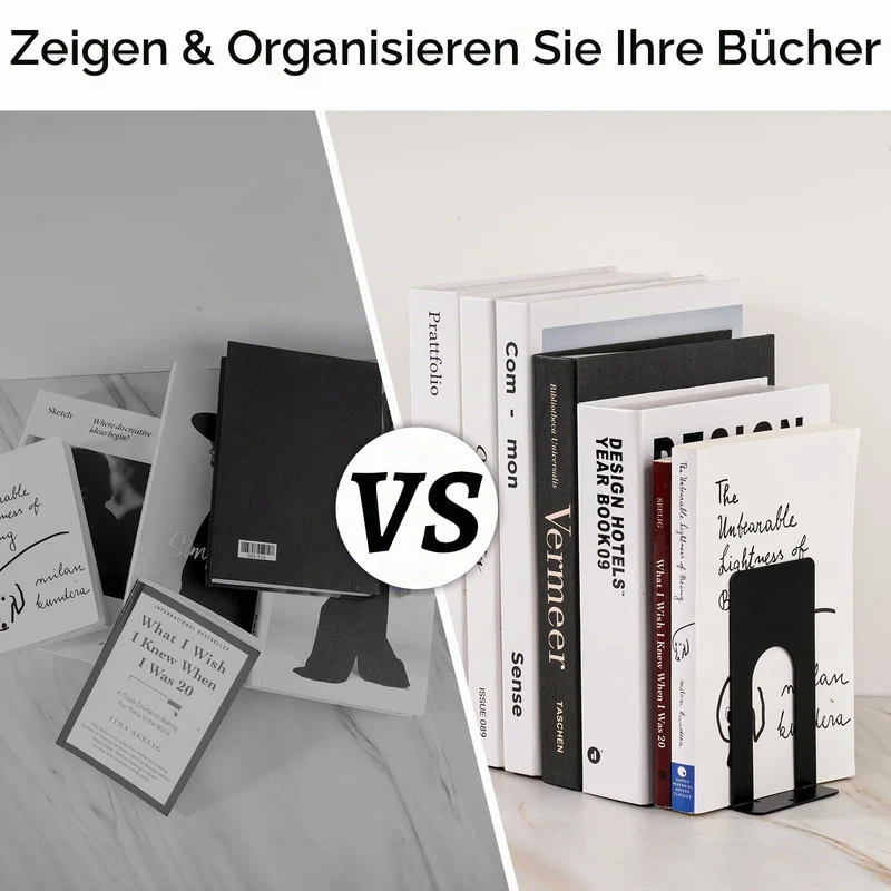 2Pcs Buchstütze Metall, 80x70 x130mm Buchstützen, Bücherhalter für Bücher
