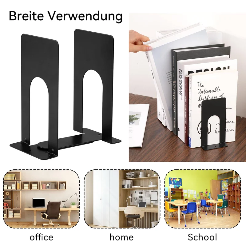 2Pcs Buchstütze Metall, 80x70 x130mm Buchstützen, Bücherhalter für Bücher