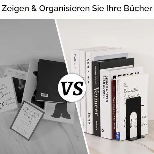 2Pcs Buchstütze Metall, 80x70 x130mm Buchstützen, Bücherhalter für Bücher