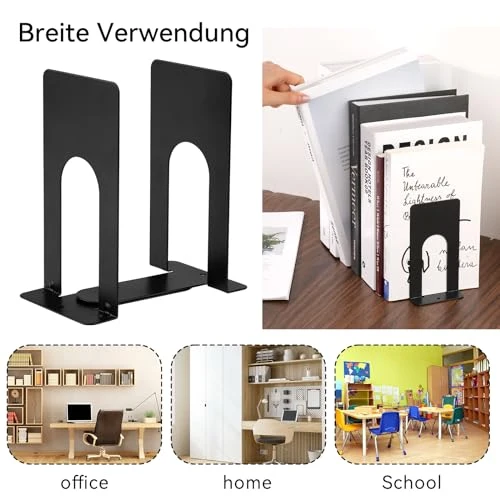 2Pcs Buchstütze Metall, 80x70 x130mm Buchstützen, Bücherhalter für Bücher
