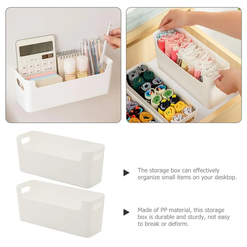 2 Stück Schul Organizer Kasten Pp Weiß mit Griffen