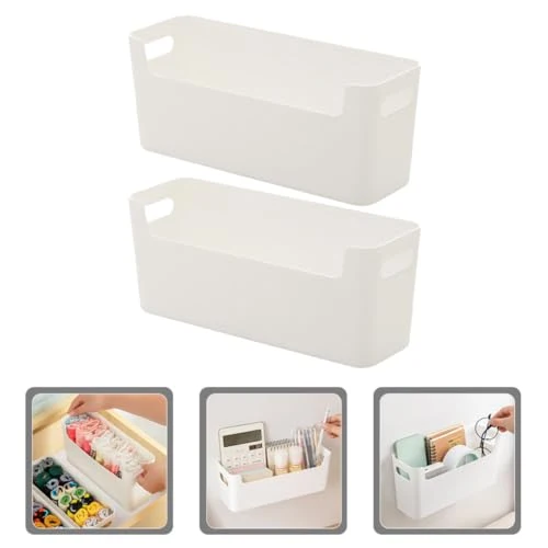 2 Stück Schul Organizer Kasten Pp Weiß mit Griffen