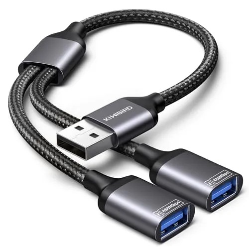 KiwiBird USB Splitter 1 zu 2 USB Doppelstecker USB Y Kabel Mini USB Hub