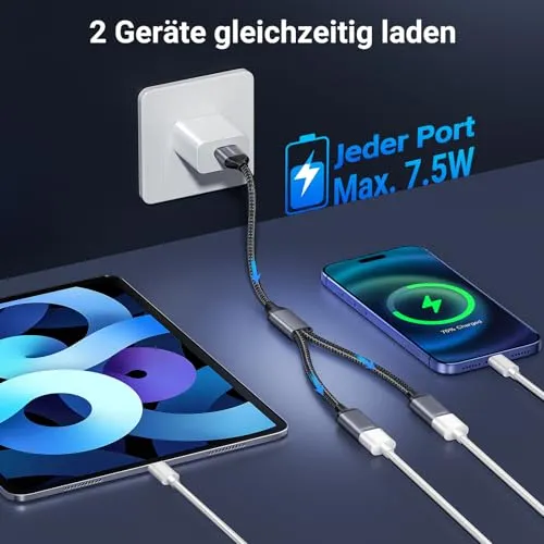 KiwiBird USB Splitter 1 zu 2 USB Doppelstecker USB Y Kabel Mini USB Hub